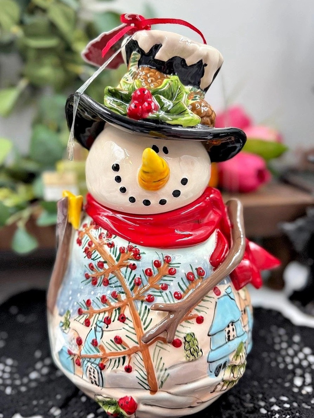 blue sky clayworks night before christmas snowman cookie jar 12” heather goldmin
